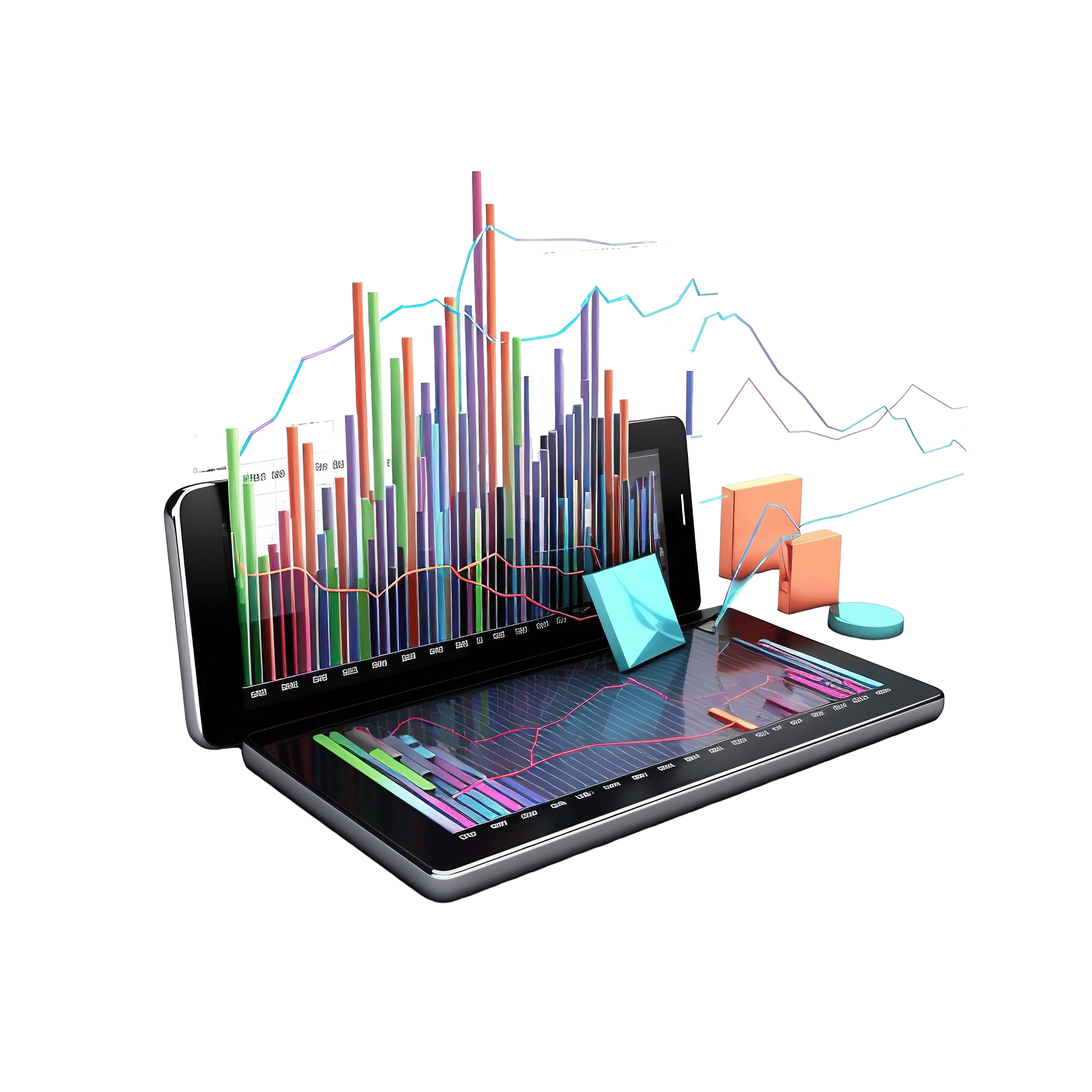 —Pngtree—3d minimal trading charts stock_14514122