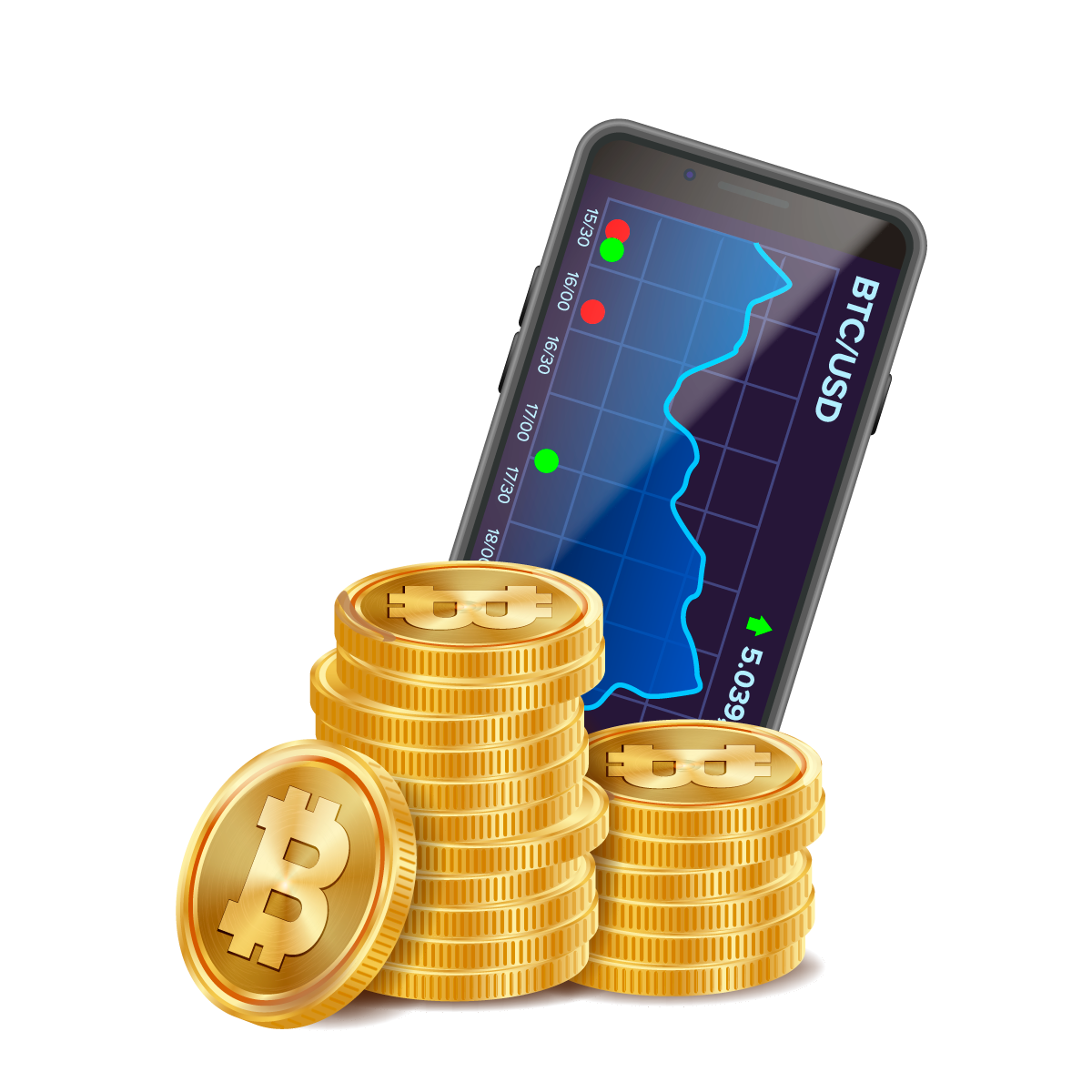 —Pngtree—bitcoin trading chart vector 3d_5204430